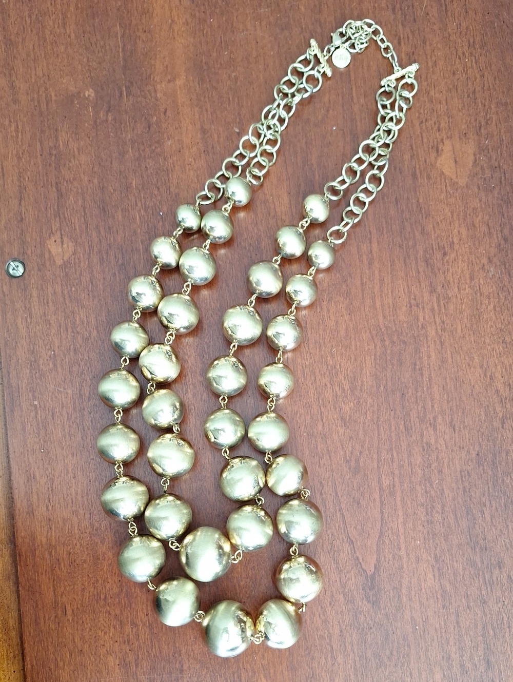 Graziano Gold Tone Double Ball Chain Necklace